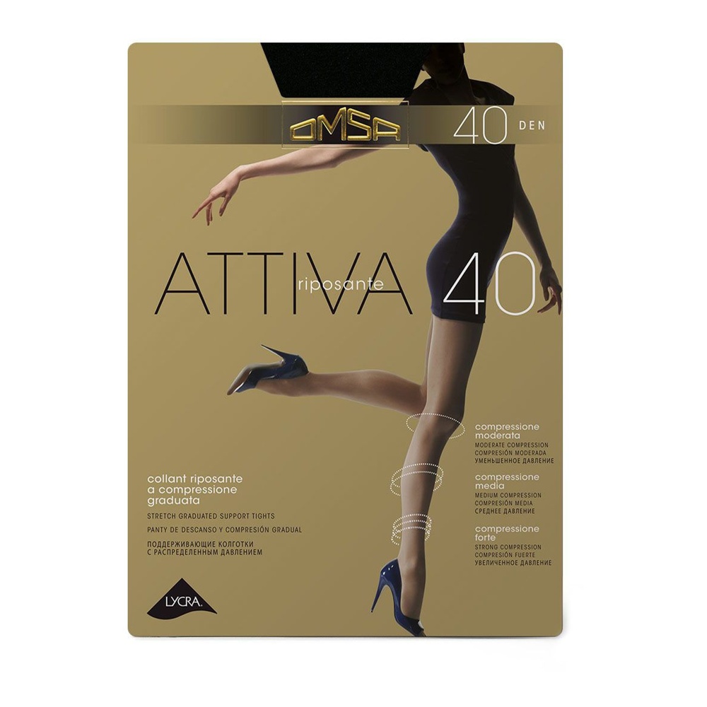 Колготки женские Омса Аттива 40ден, неро, р.4