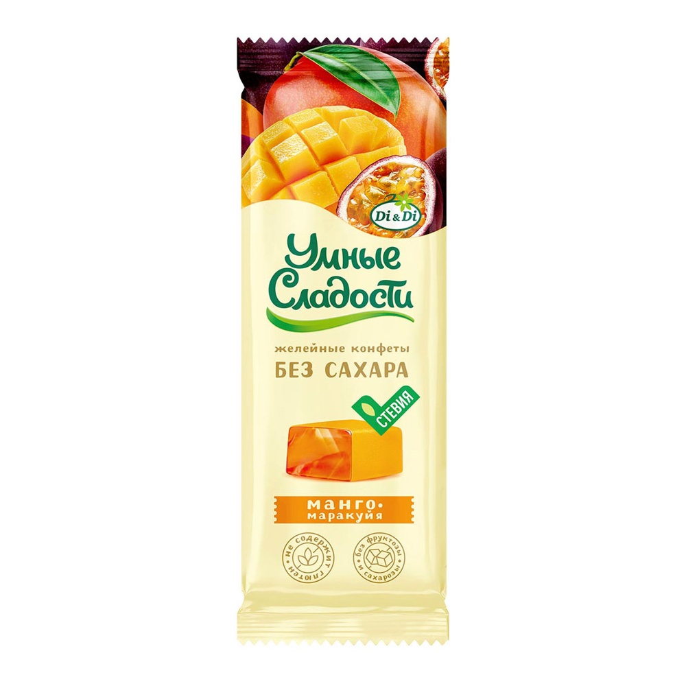 Конфеты б/сахара Умные сладости Манго-Маракуйя желейные со стевией 90г п