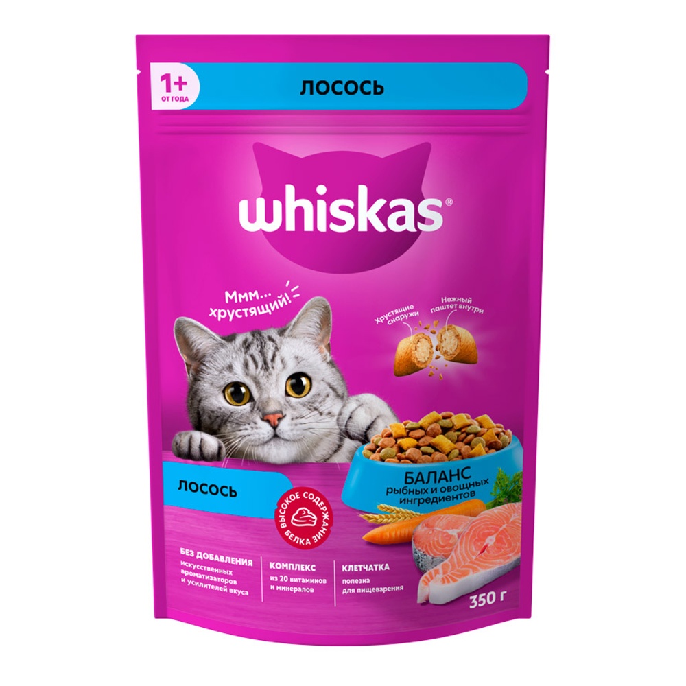 Корм для кошек Вискас подушечки с паштетом с лососем 350г