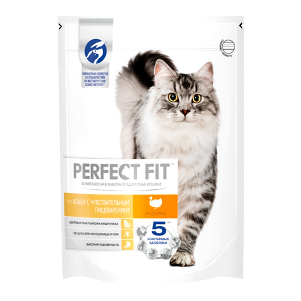 Корм для кошек Перфект Фит для чувствительного пищеварения с индейкой 650г сухой