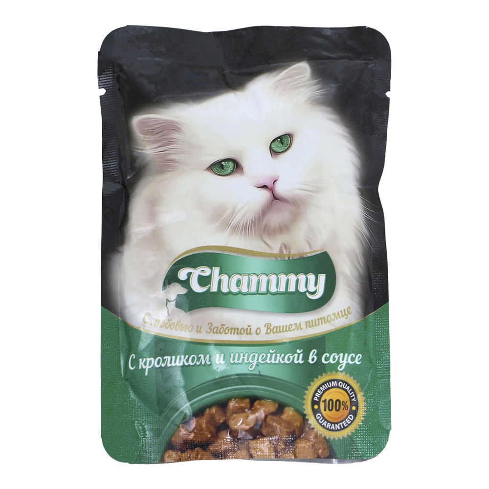Корм для кошек Чамми кролик и индейка в соусе 85г