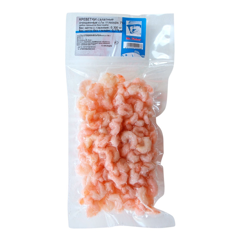 Креветки Фишер с/м очищенные салатные 300г в/у