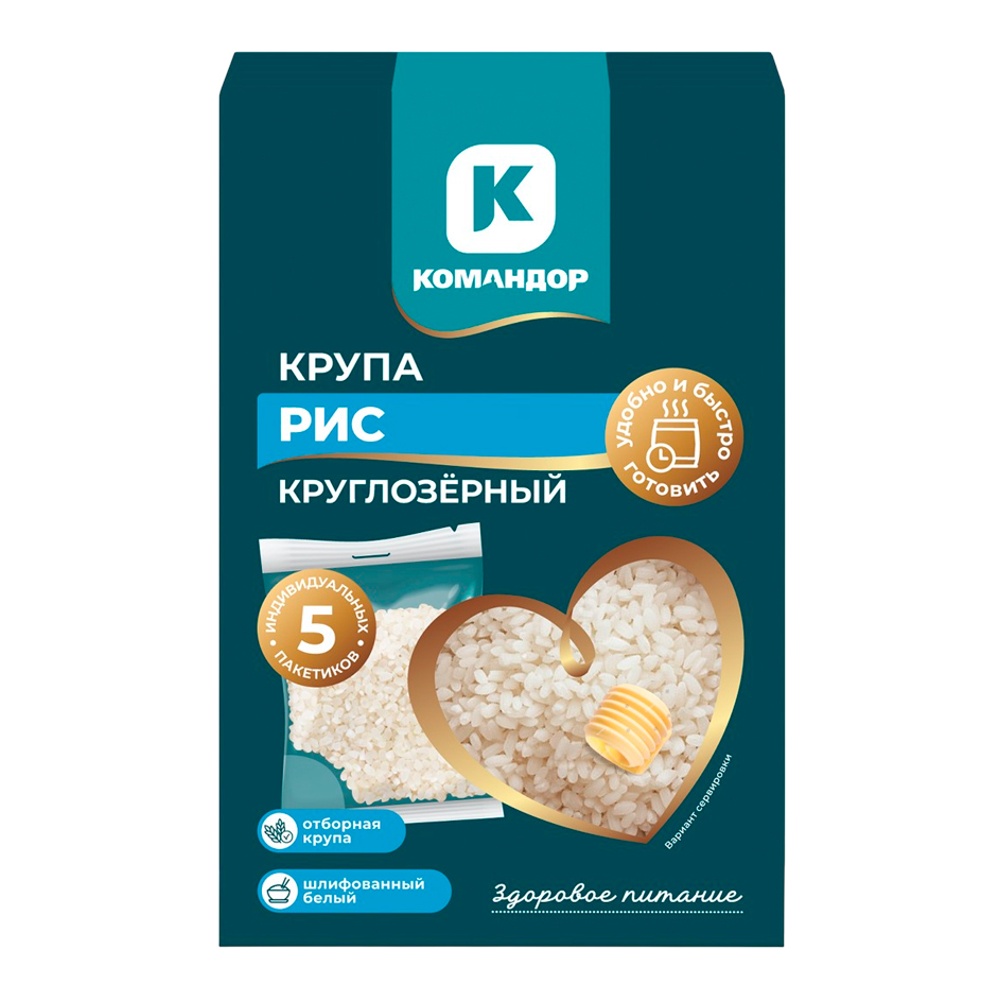 Крупа Командор Рис круглозерный 80г*5
