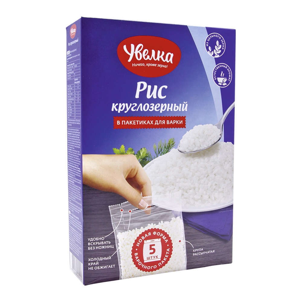 Крупа Увелка Рис круглозерный шлифованный 80г*5