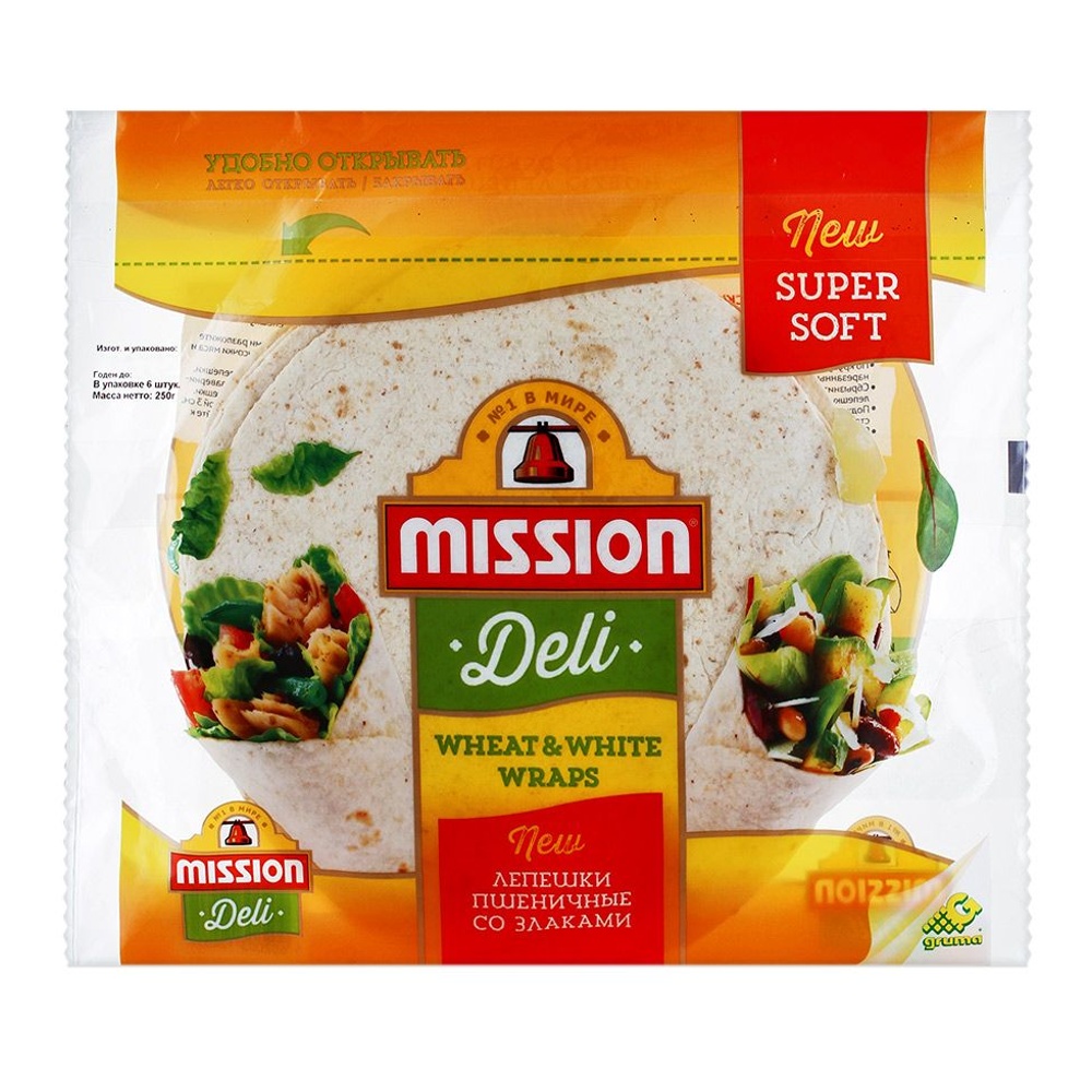 Лепешки Мишн 20см пшеничные со злаками 250г