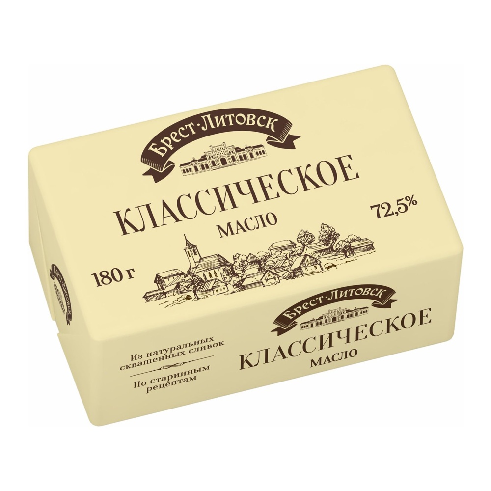 Масло Брест-Литовск сладко-сливочное несоленое в/с 72,5% 180г в фольге