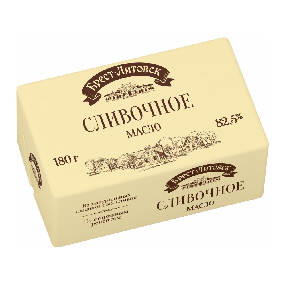 Масло Брест-Литовск сладко-сливочное несоленое высший сорт 82,5% 180г