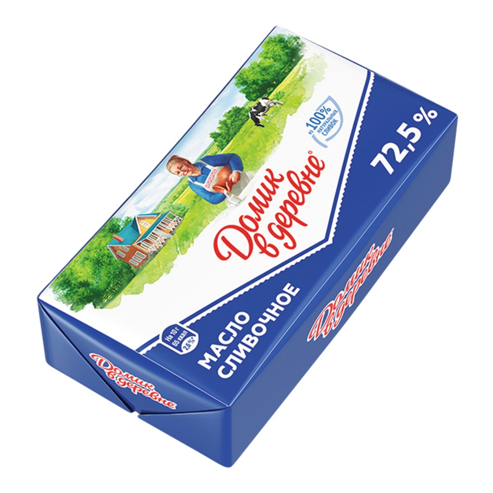 Масло Домик в деревне сливочное 72,5% 180г в фольге