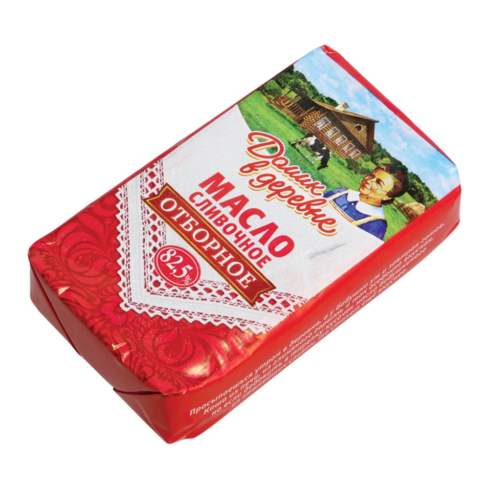 Масло Домик в деревне сливочное Деревенское отборное 82,5% 180г в фольге