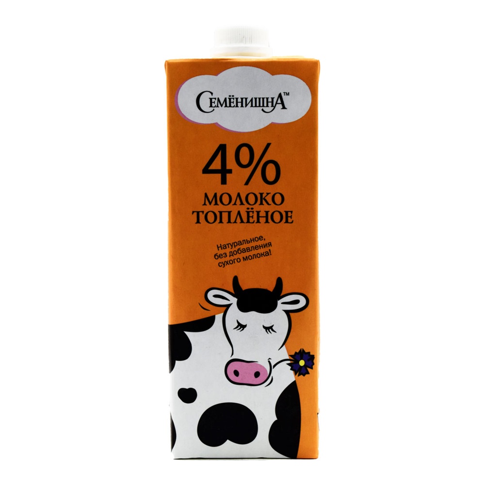 Молоко Семенишна 4% топленое 1л т/б