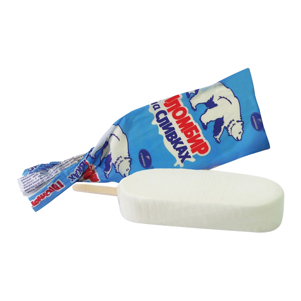 Мороженое Славица Пломбир На сливках 80г на палочке, в пергаменте