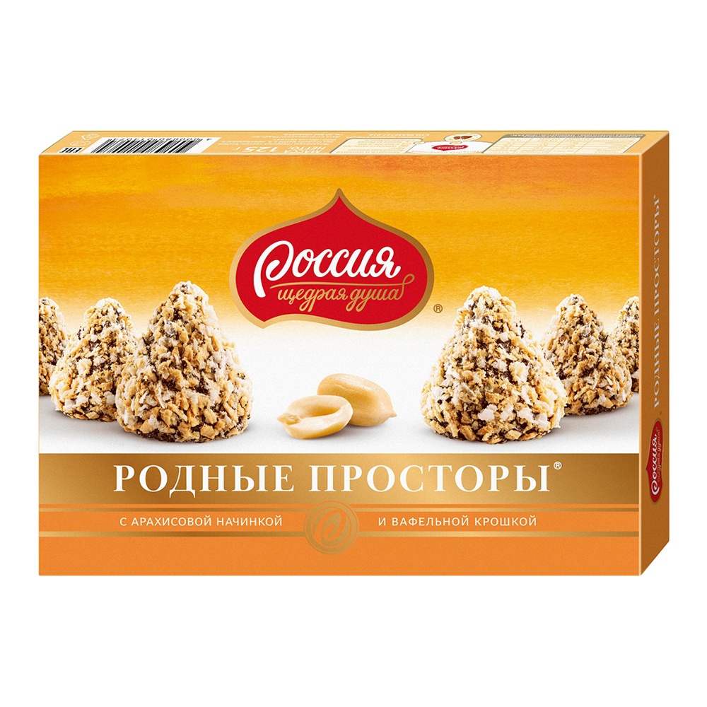 Набор конфет Россия Родные просторы с вафельной крошкой 125г