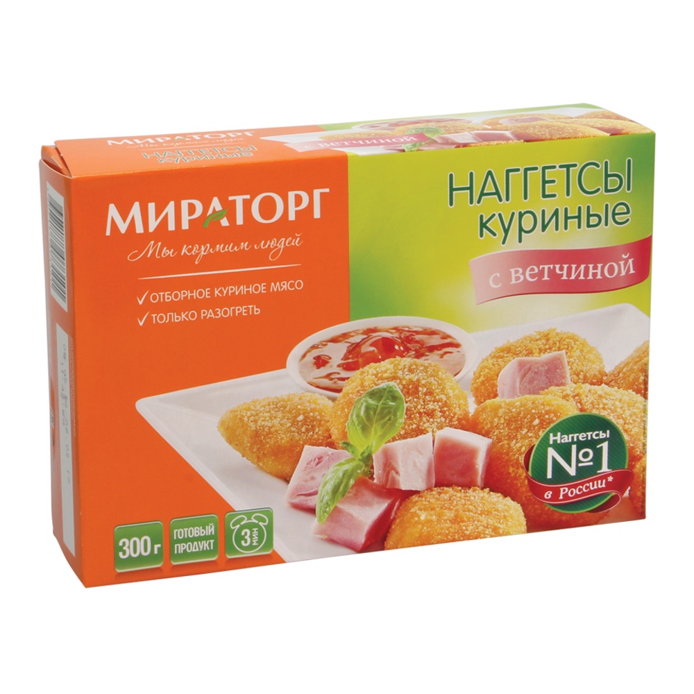 Наггетсы куриные с ветчиной с/м 300г Мираторг