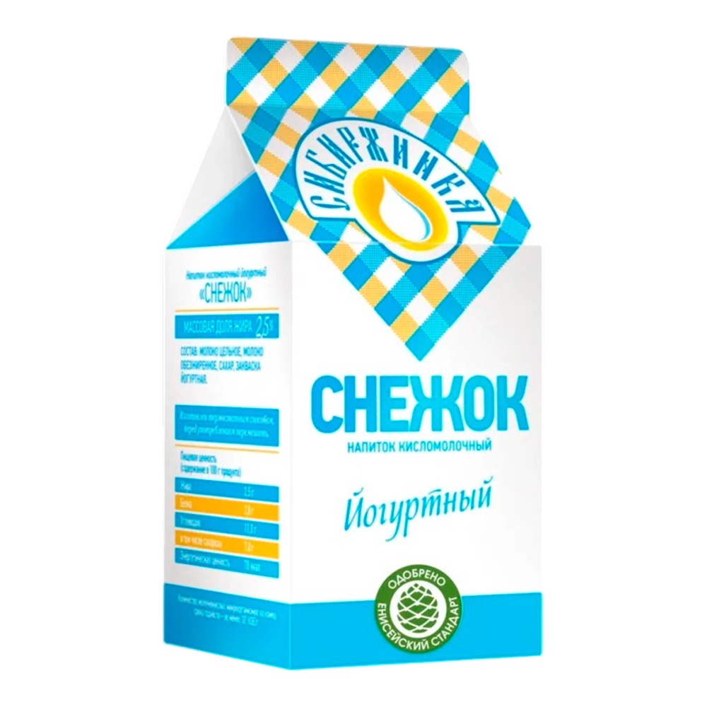 Напиток кисломолочный Сибиржинка Снежок термостатный 2,5% 500г т/р