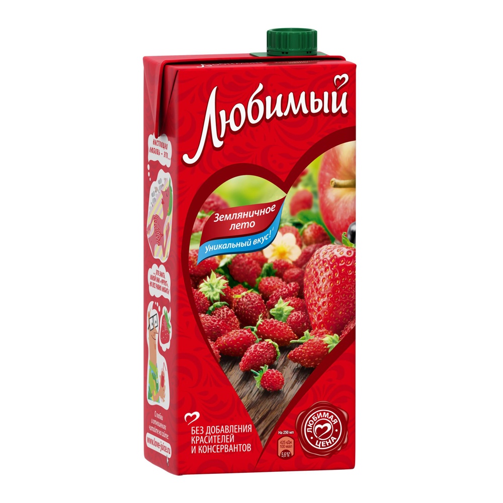 Напиток сокосодержащий Любимый 0,95л Земляничное лето