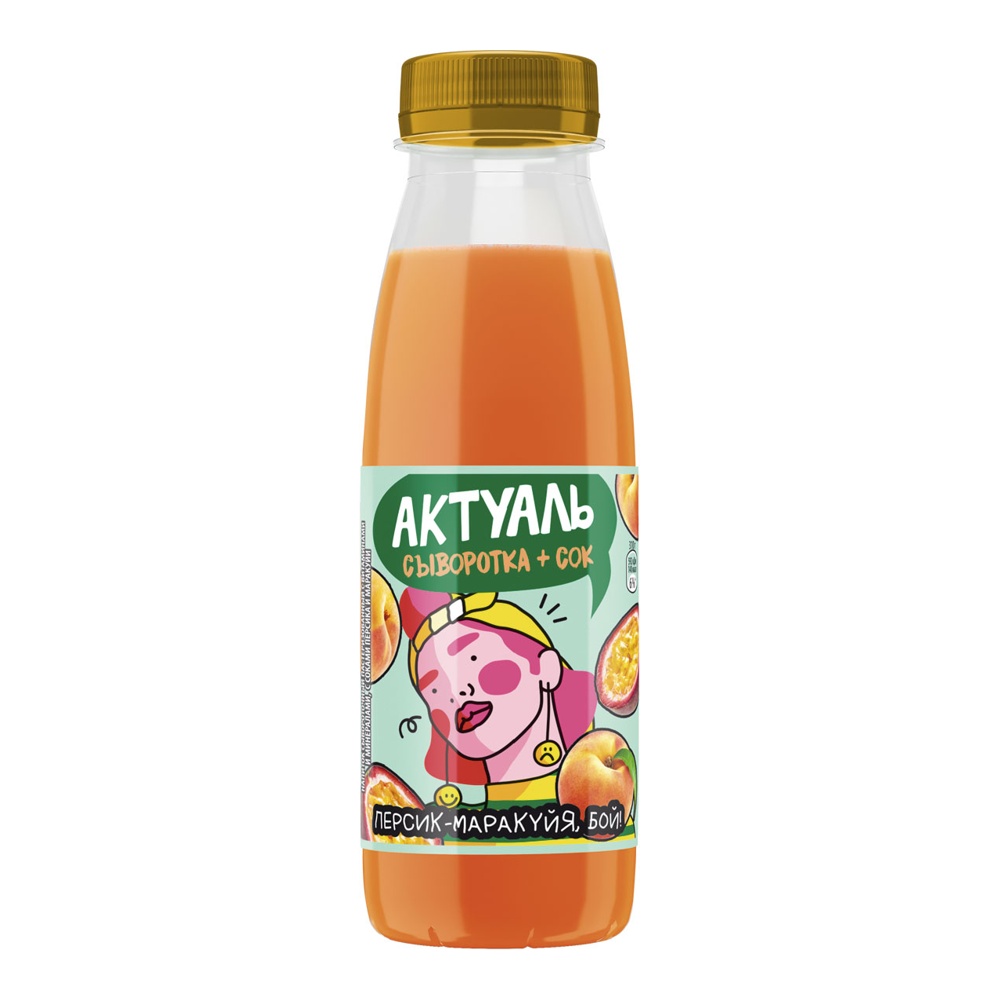 Напиток сывороточный с соком Актуаль витамины+минералы 0% 310г персик-маракуйя