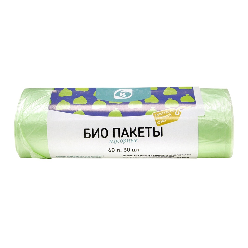 Пакеты для мусора Командор Био 60л 30шт