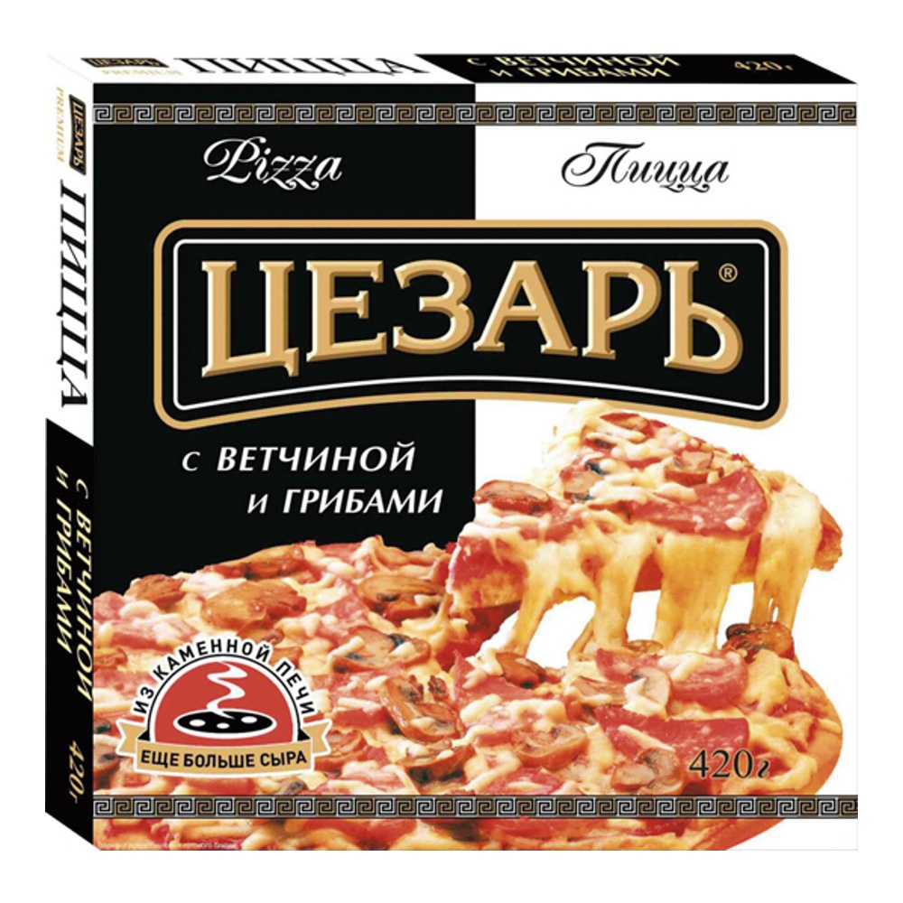 Пицца Цезарь с ветчиной и грибами с/м 420г