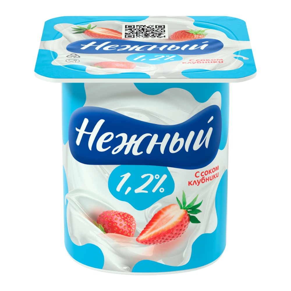Продукт йогуртный Кампина Нежный с соком 1,2% 100г клубника