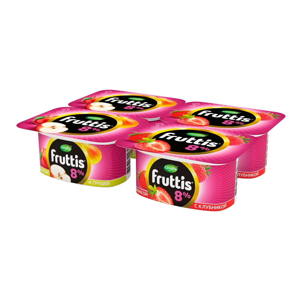 Продукт йогуртный Фруттис Супер экстра 8% 115г клубника/груша-яблоко