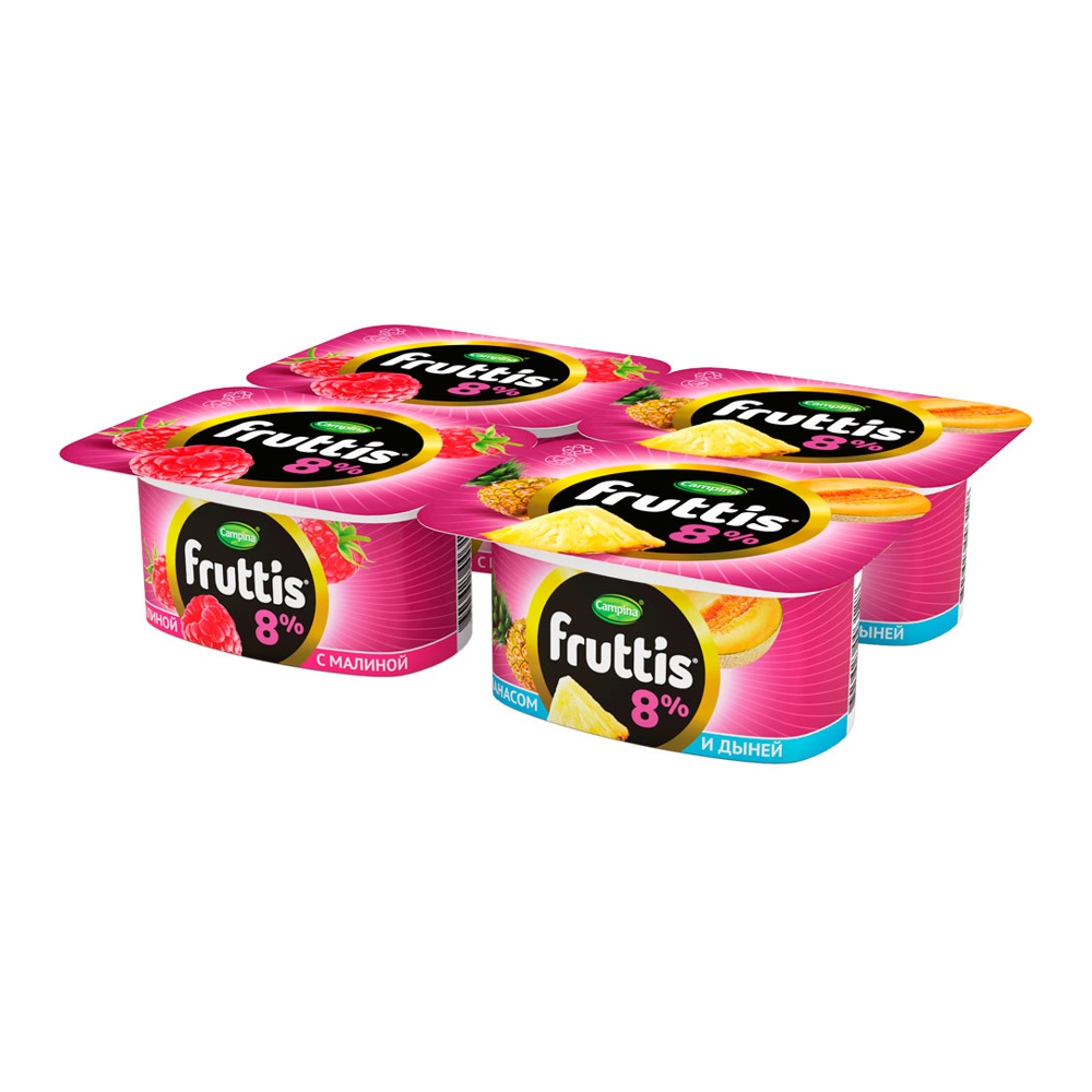Продукт йогуртный Фруттис Супер экстра 8% 115г малина/ананас-дыня