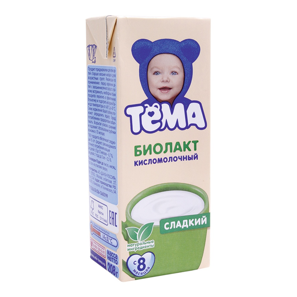 Продукт кисломолочный Биолакт Тема сладкий с 8мес 3,2% 208г