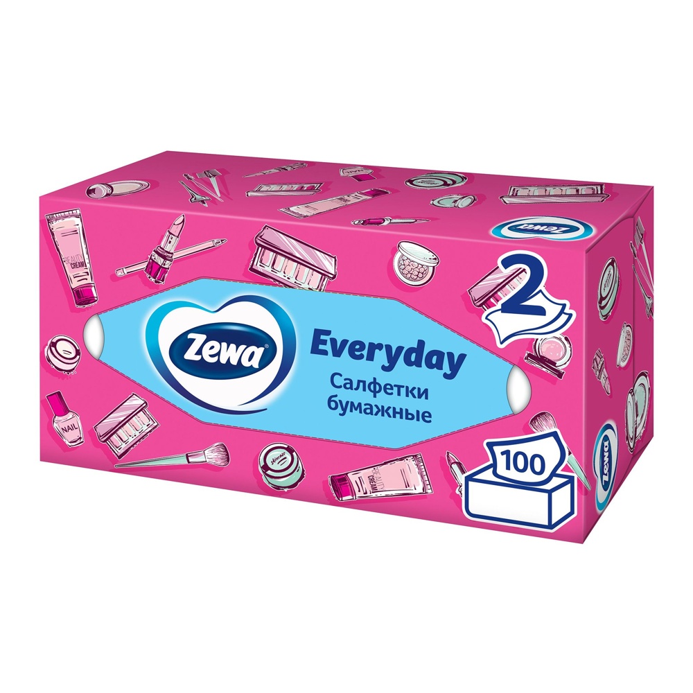Салфетки бумажные Зева Софт Деликат белые 100шт в коробке