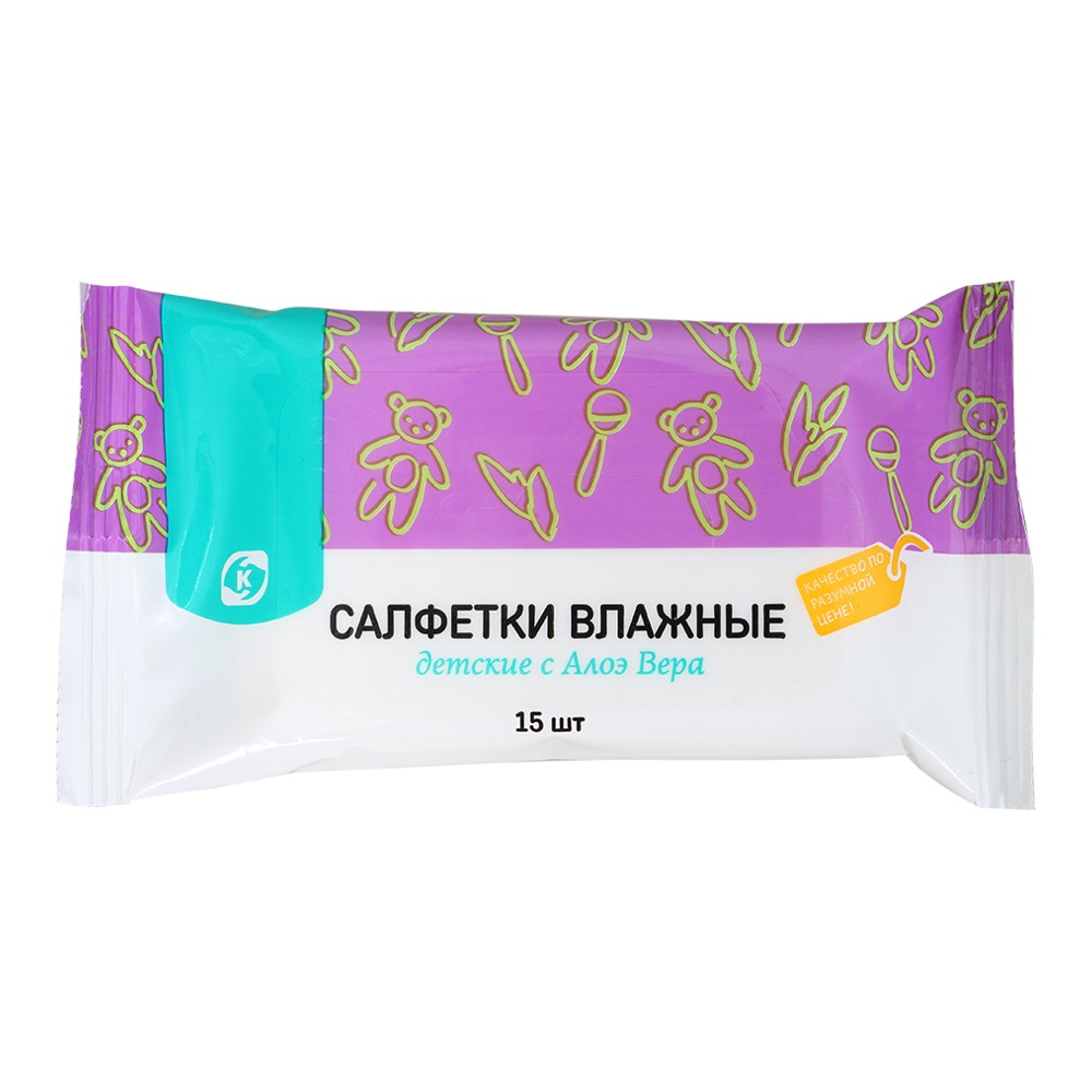 Салфетки влажные детские Командор 15шт