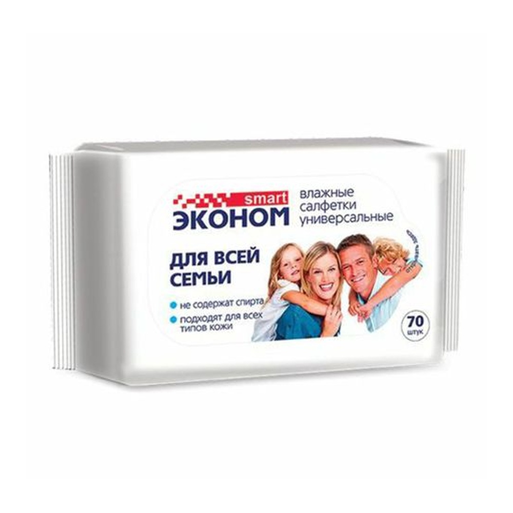 Салфетки влажные Смарт Эконом 70шт универсальные для всей семьи