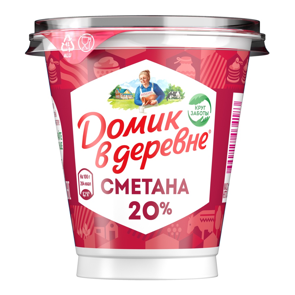 Сметана Домик в деревне 20% 300г моностакан