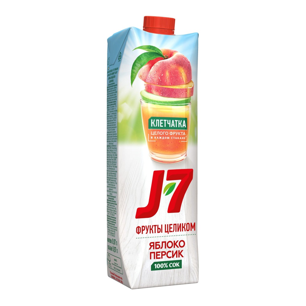 Сок J7 0,97л Яблоко-Персик с мякотью