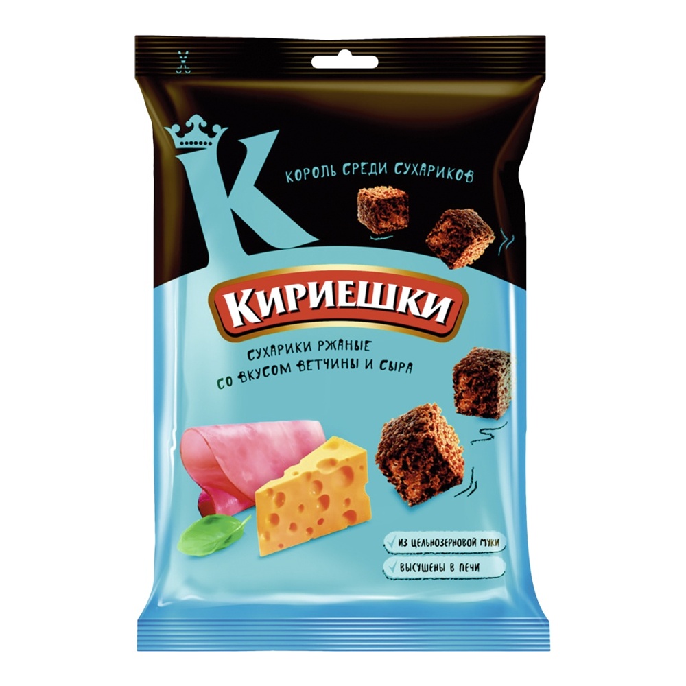 Сухарики Кириешки Мега 100г Ветчина и Сыр