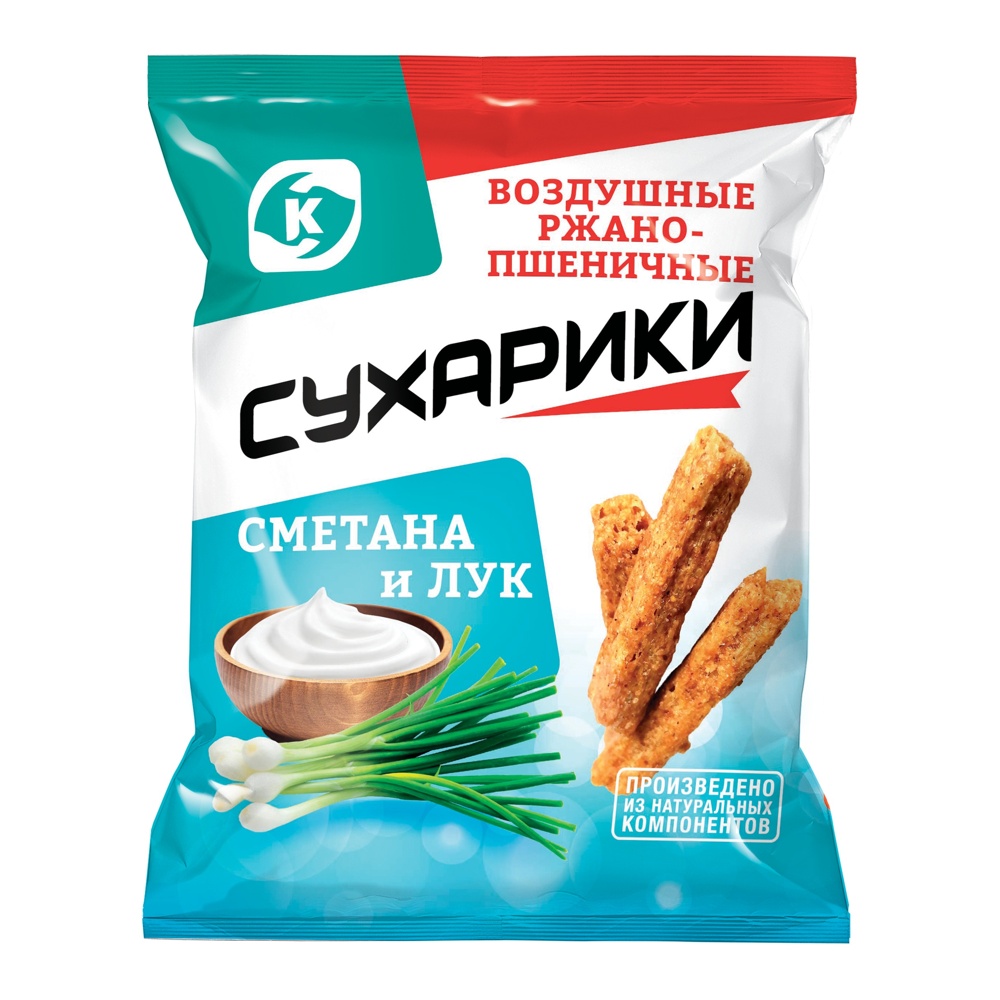 Сухарики Командор воздушные пшеничные 60г Сметана и лук