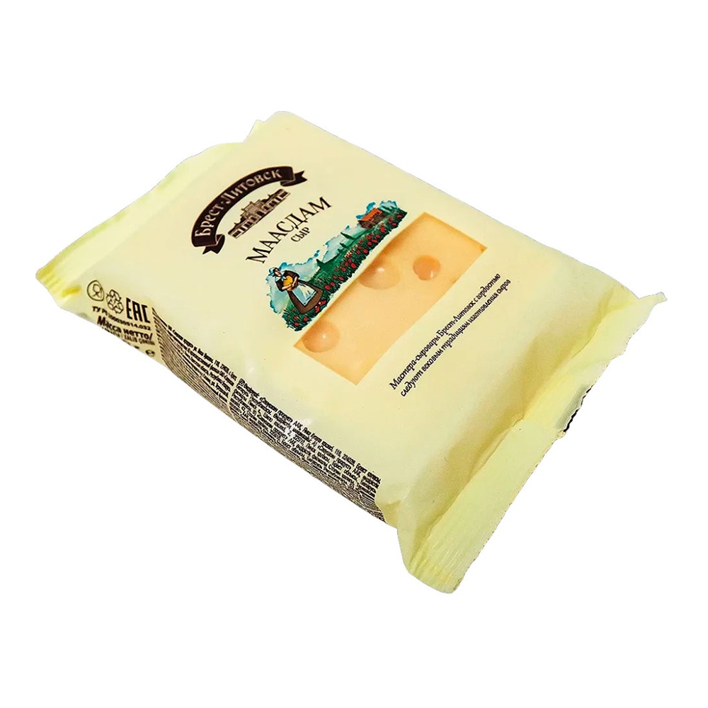 Сыр Брест-Литовск 45% 200г Маасдам нарезка-брусок Савушкин продукт