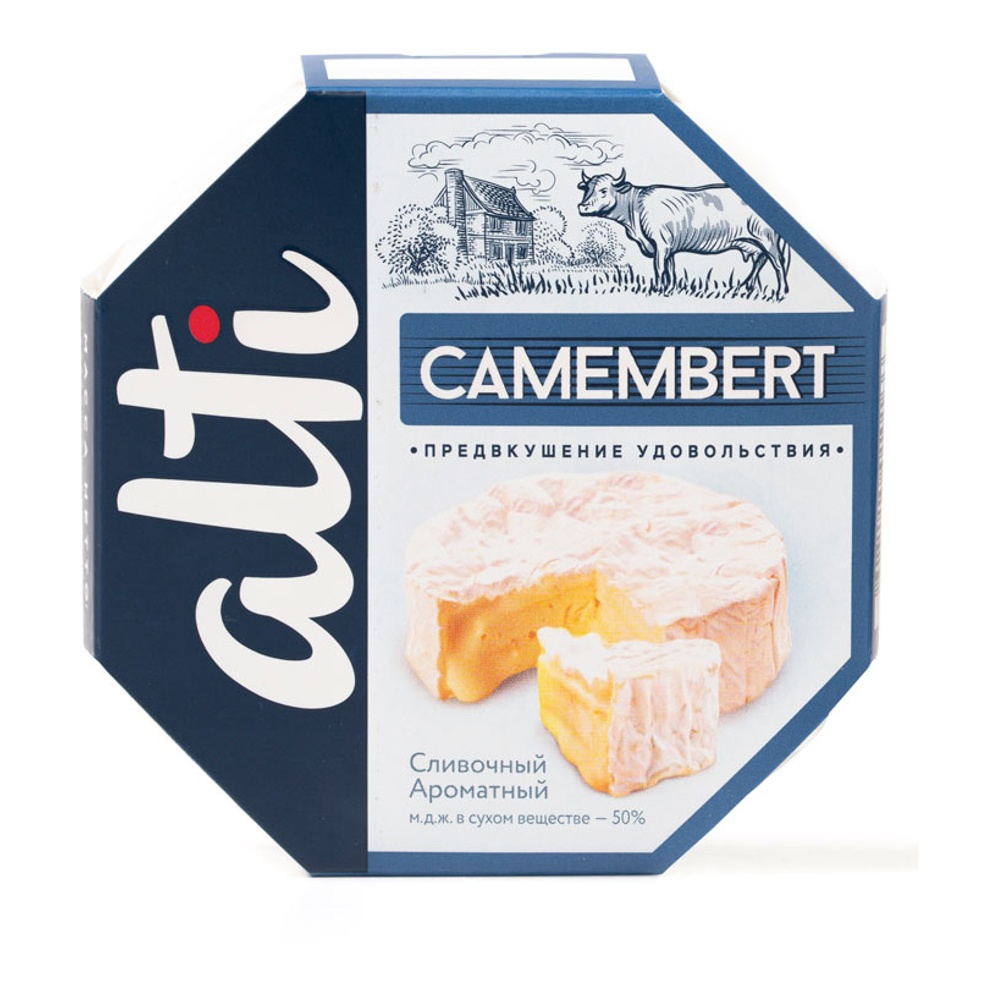 Сыр Камамбер Алти мягкий с белой плесенью 50% 125г шайба