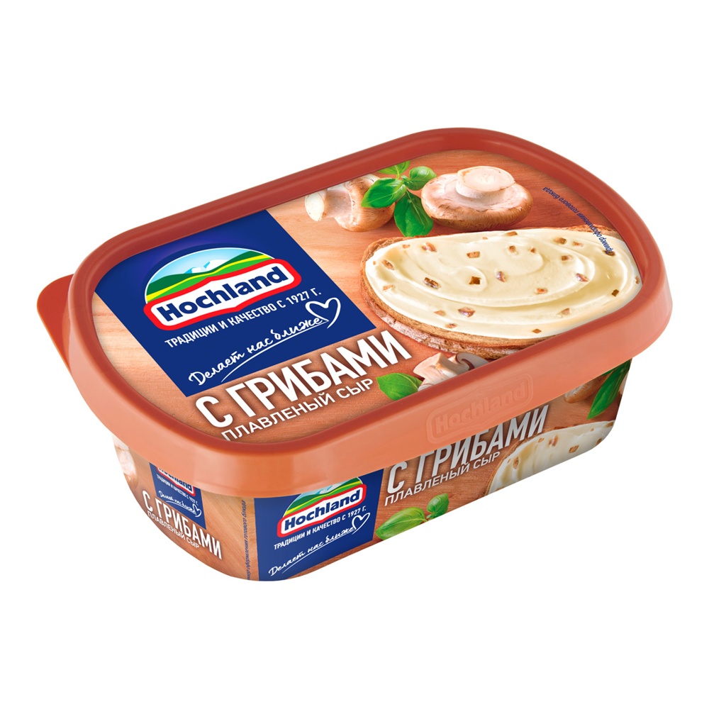 Сыр Хохланд плавленый с грибами 55% 200г ванночка