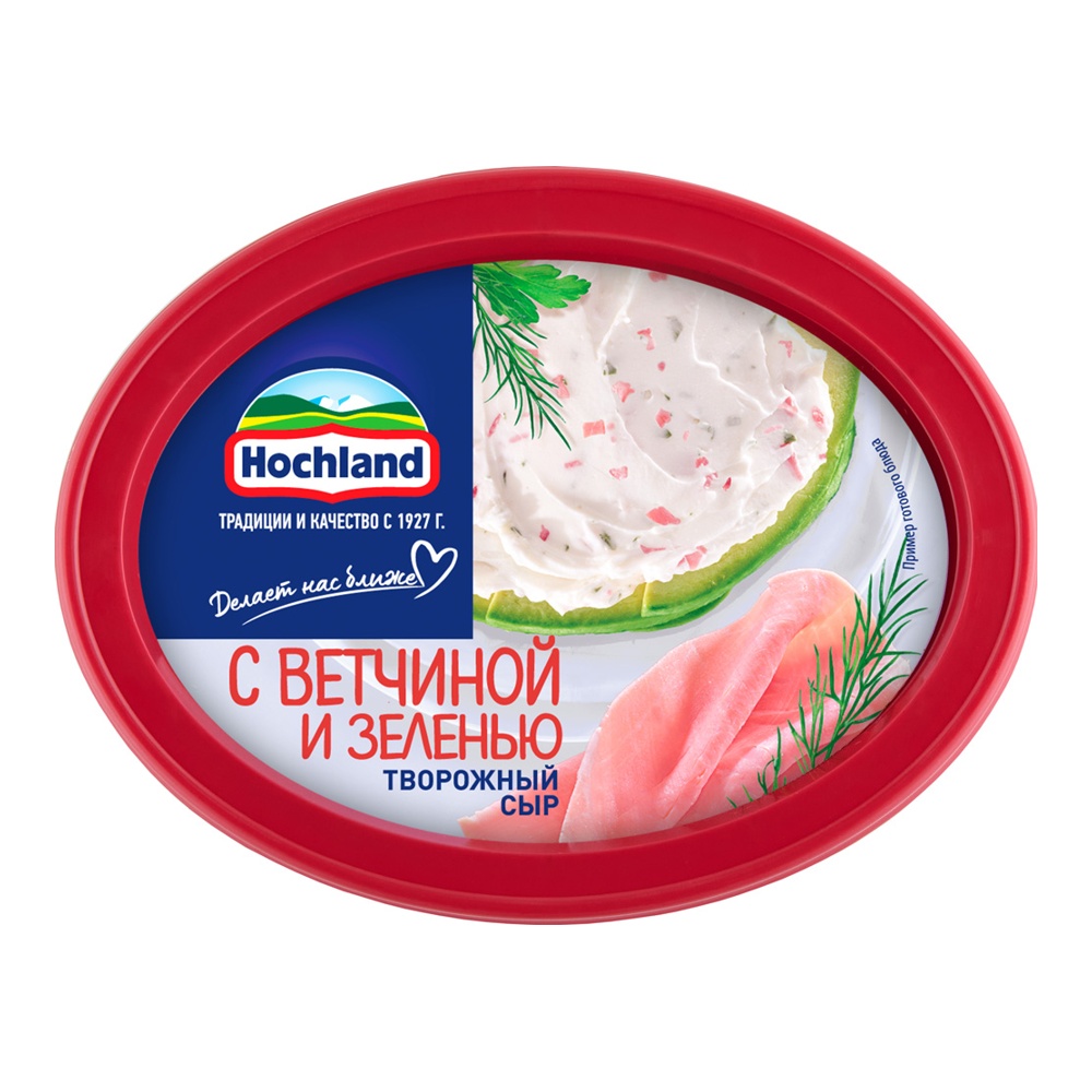 Сыр Хохланд творожный с ветчиной и зеленью 60% 140г ванночка