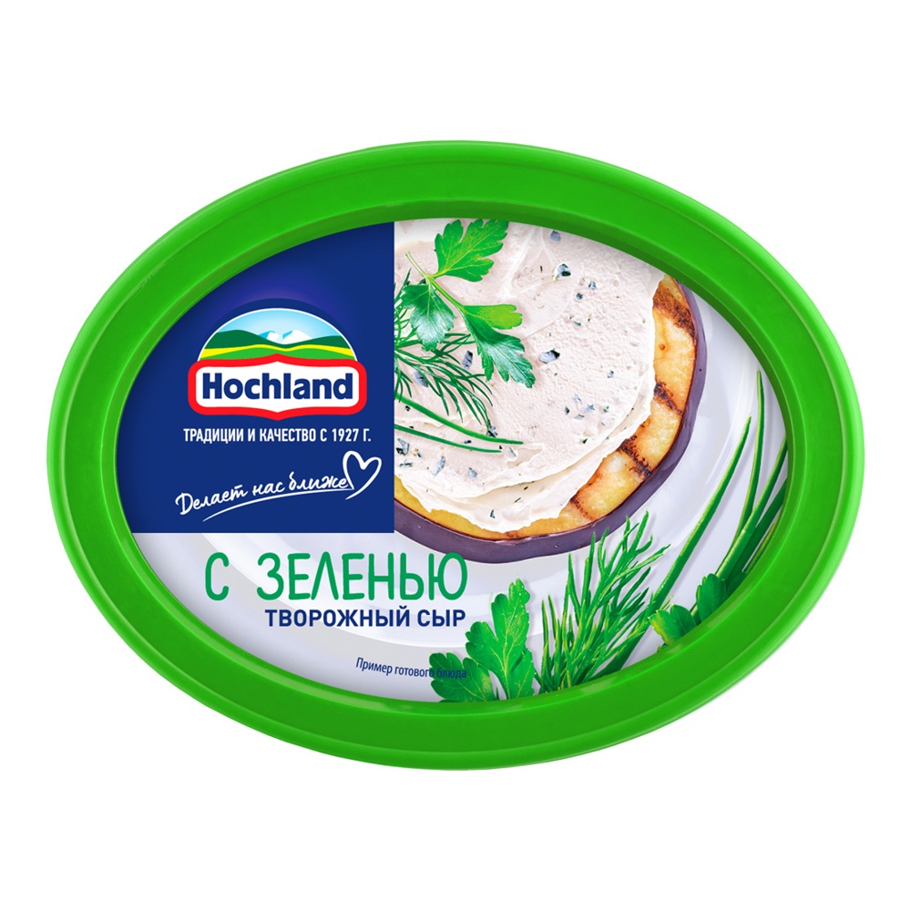 Сыр Хохланд творожный с зеленью 60% 140г ванночка