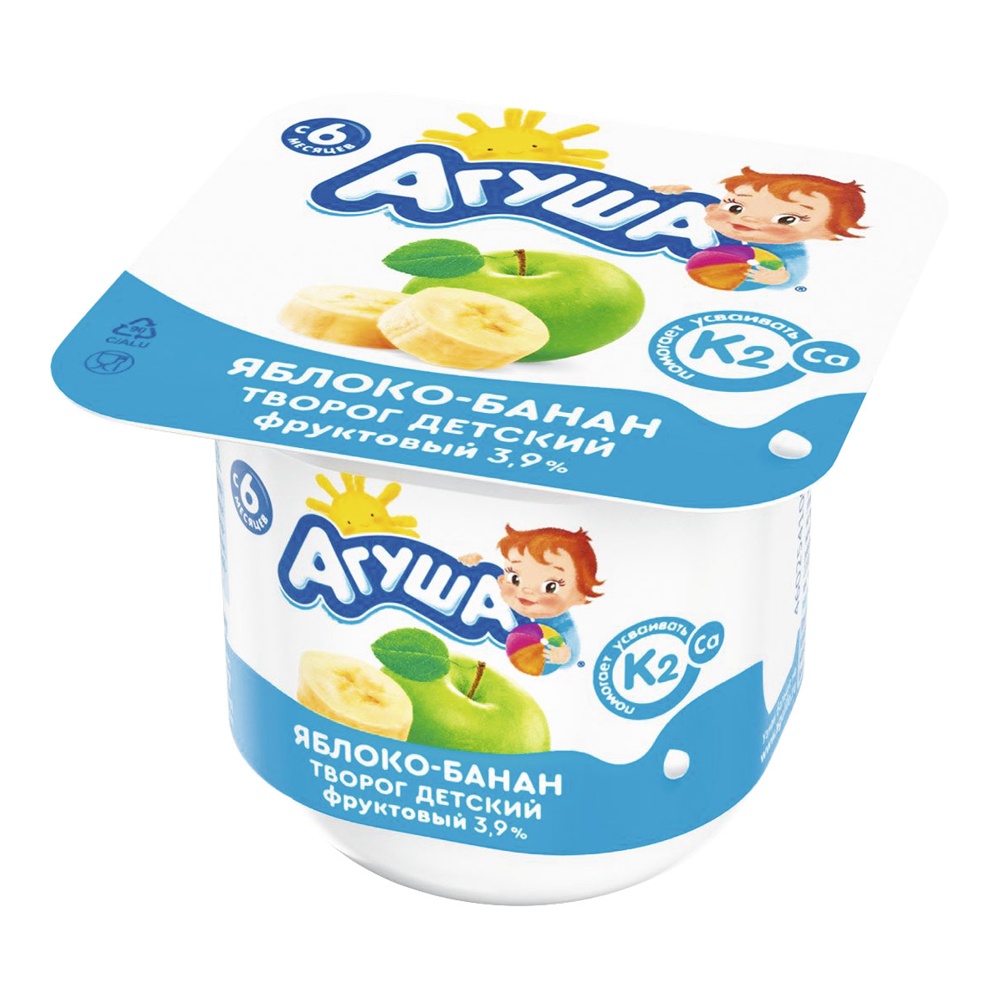 Творог Агуша фруктовый с 6мес 3,9% 100г яблоко-банан