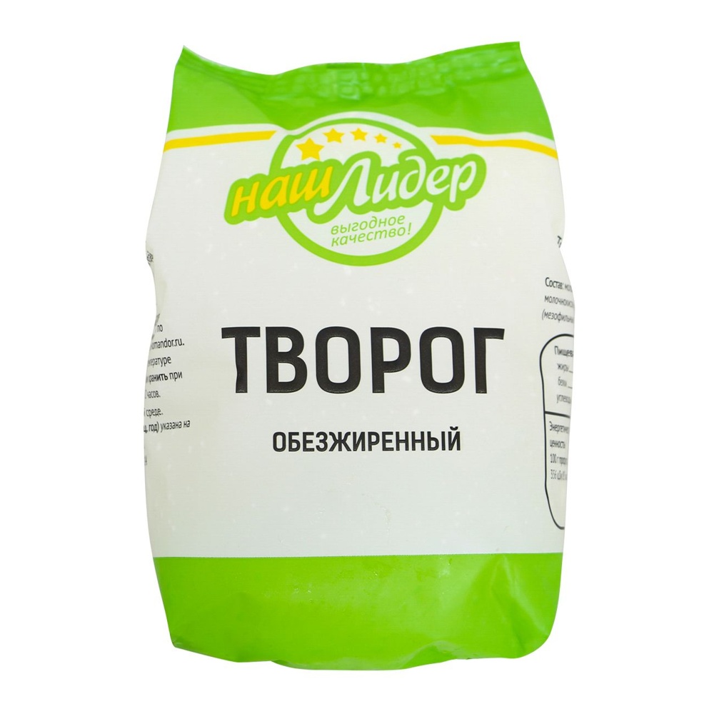 Творог Наш Лидер обезжиренный 500г п/п