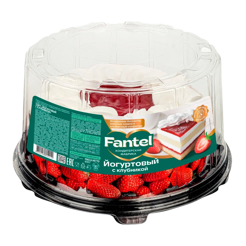 Торт Фантэль Йогуртовый с клубникой 650г