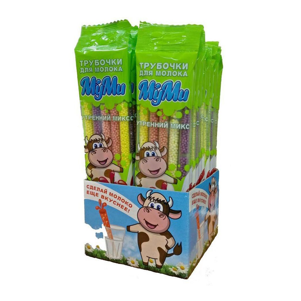 Трубочки для молока с драже МуМи 5шт 30г Утренний микс