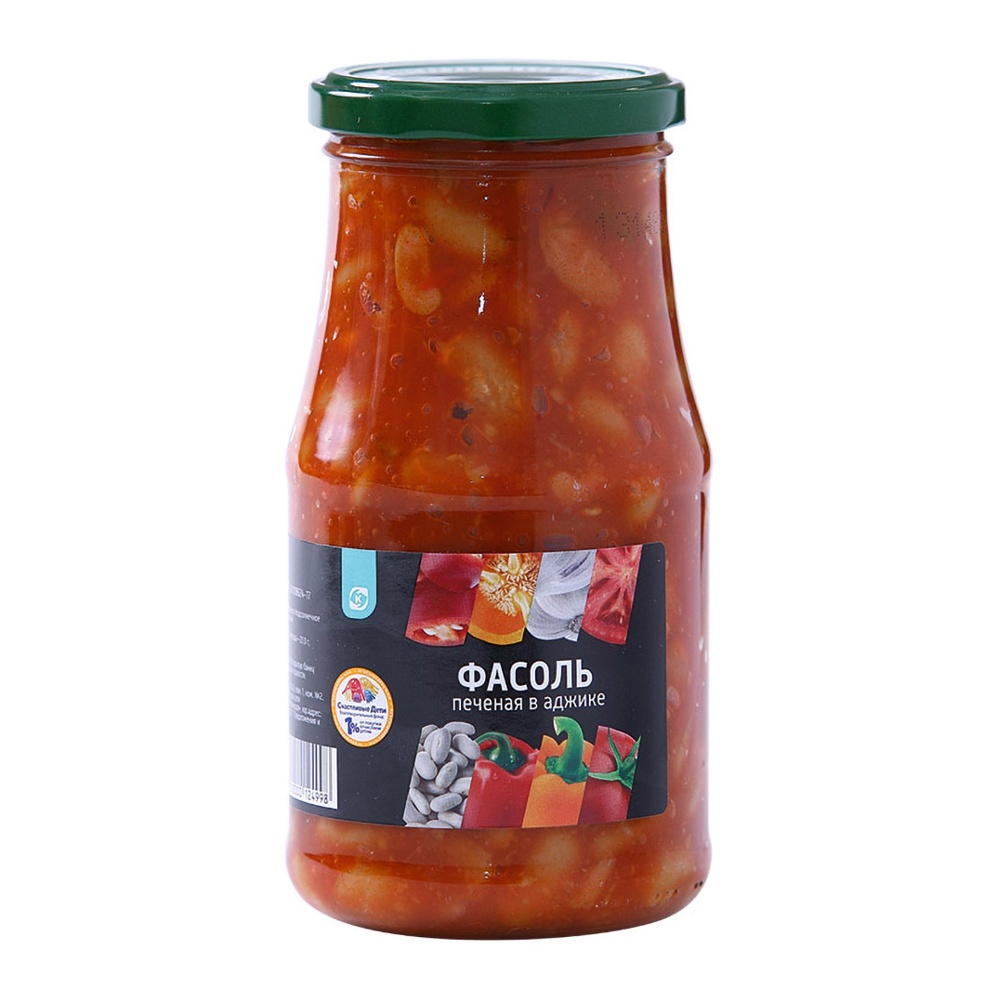Фасоль Командор печеная в аджике 530г ст/б