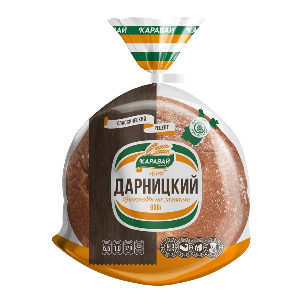 Хлеб Дарницкий 600г Каравай, в упаковке