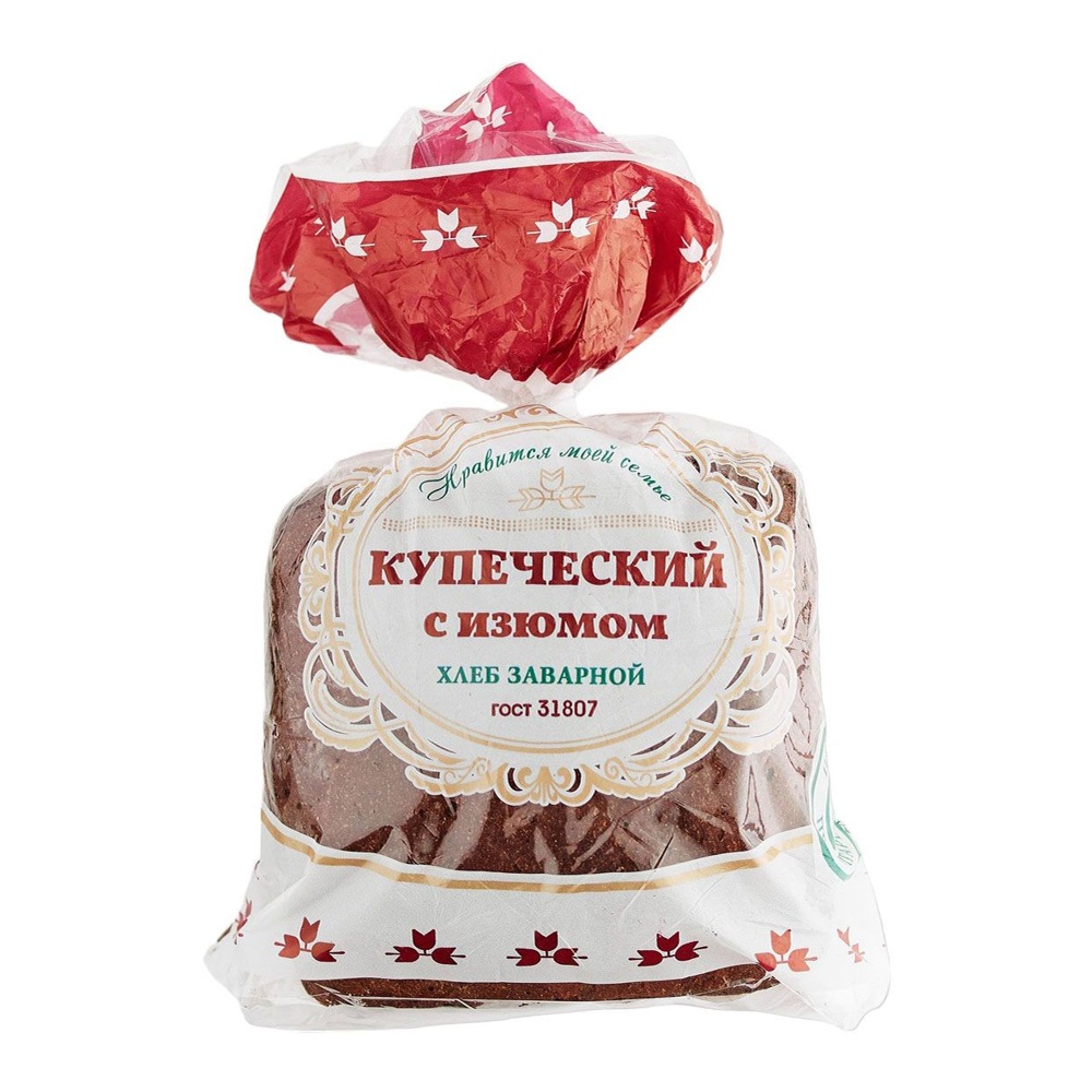 Хлеб Заварной Купеческий с изюмом 350г Иркутский хлебозавод