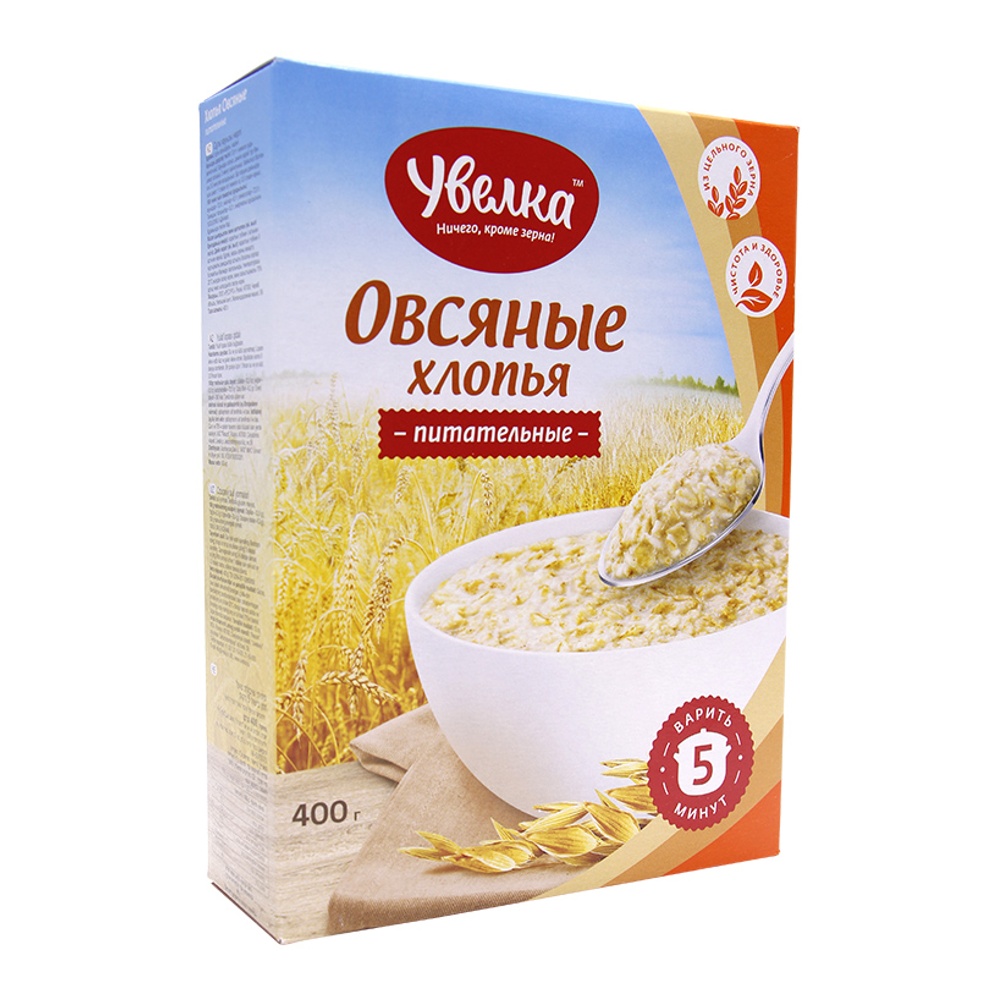 Хлопья Увелка Овсяные питательные 400г п