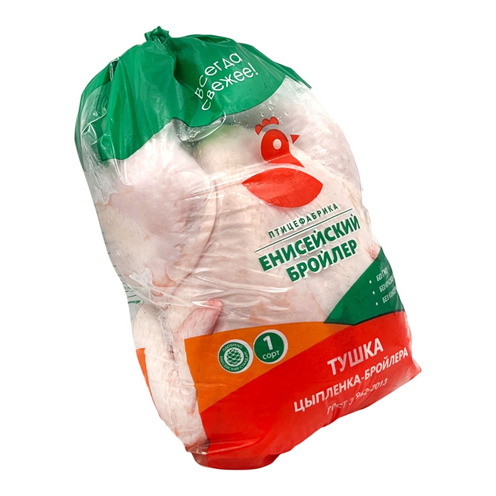 Цыпленок-бройлер 1кат потрошеный охлажденный вес Енисейский бройлер, пакет