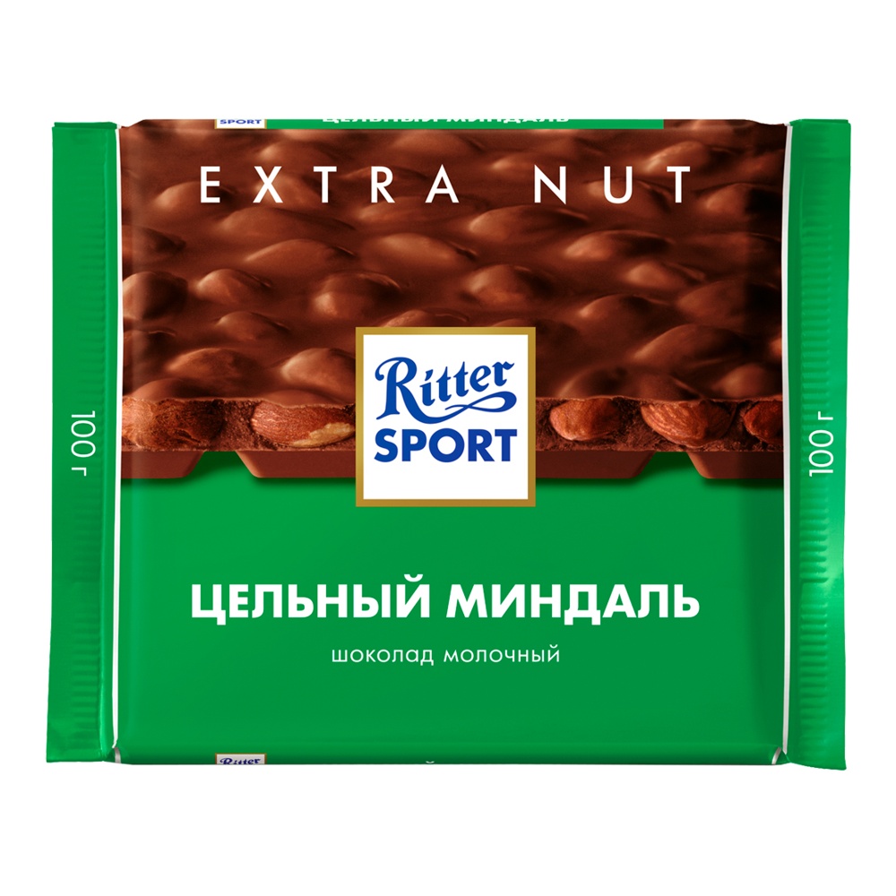 Шоколад Риттер Спорт Экстра Нат молочный с цельным миндалем 100г