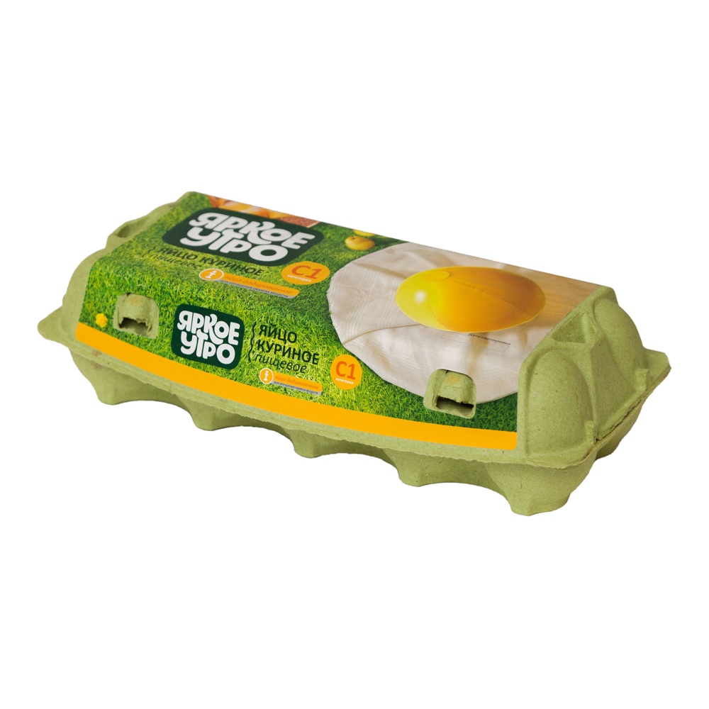 Яйцо куриное столовое Яркое утро йодированное 1кат 1уп 10шт контейнер