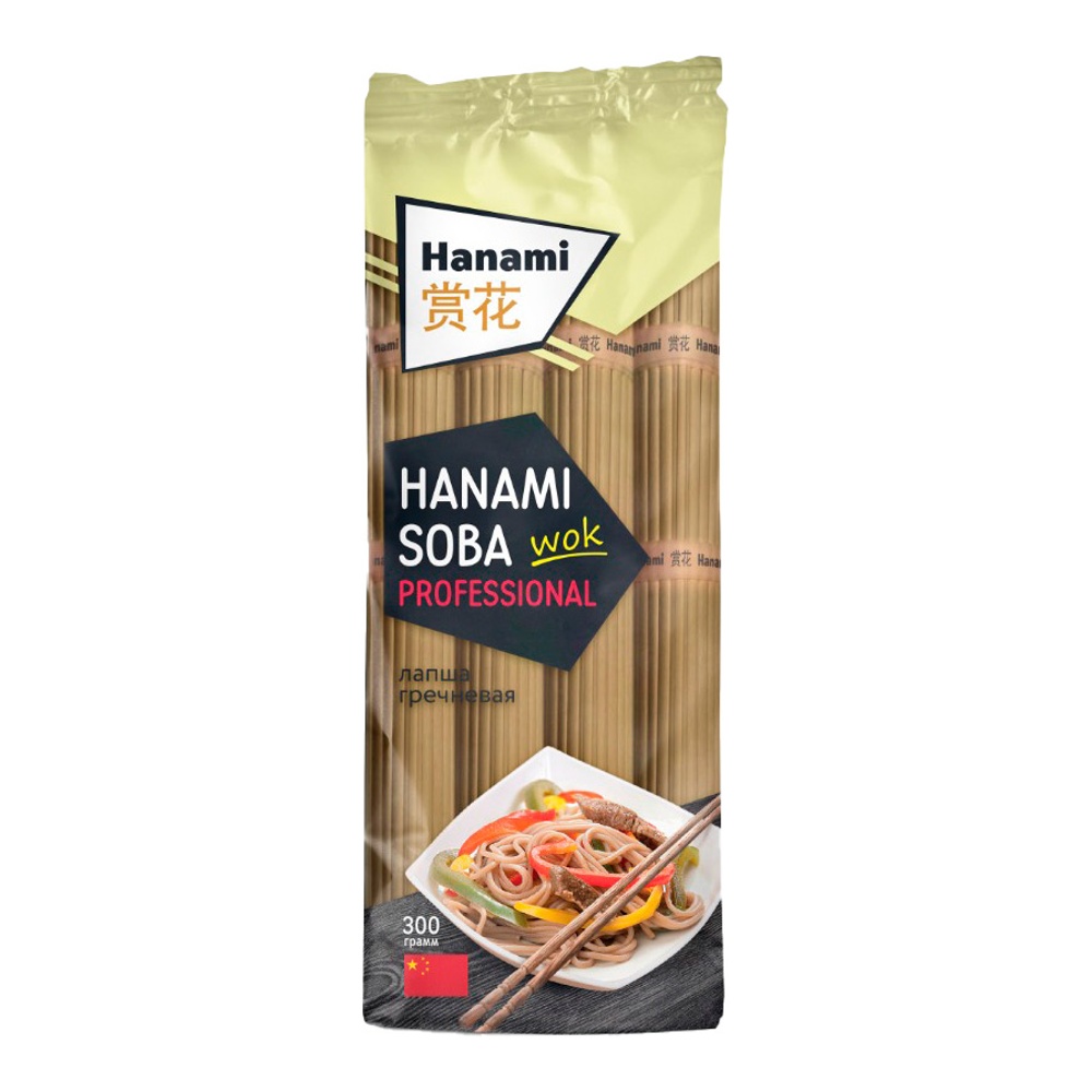 Лапша Ханами Соба Вок профессионал гречневая 300г; 40